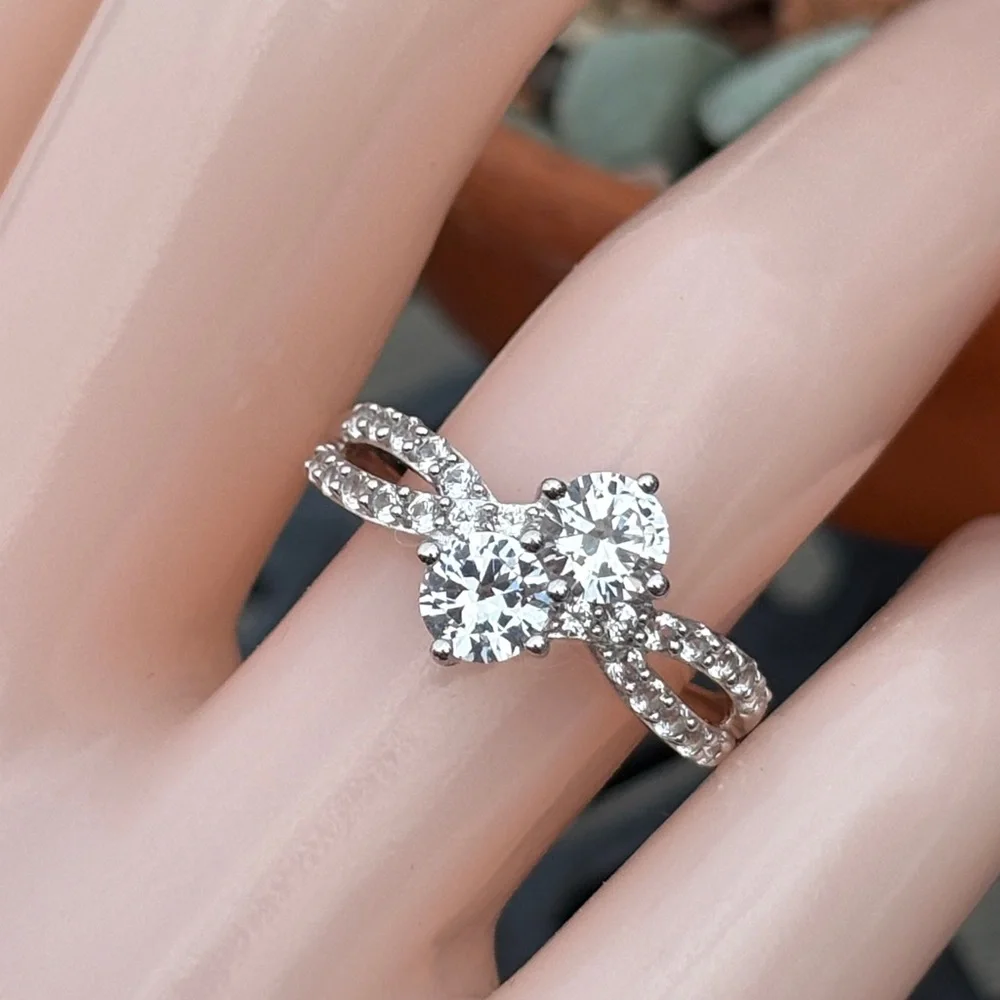 Genuine Lab Created 1.60 ct White Sapphire Bypass Ring Size 7 Sterling Silver